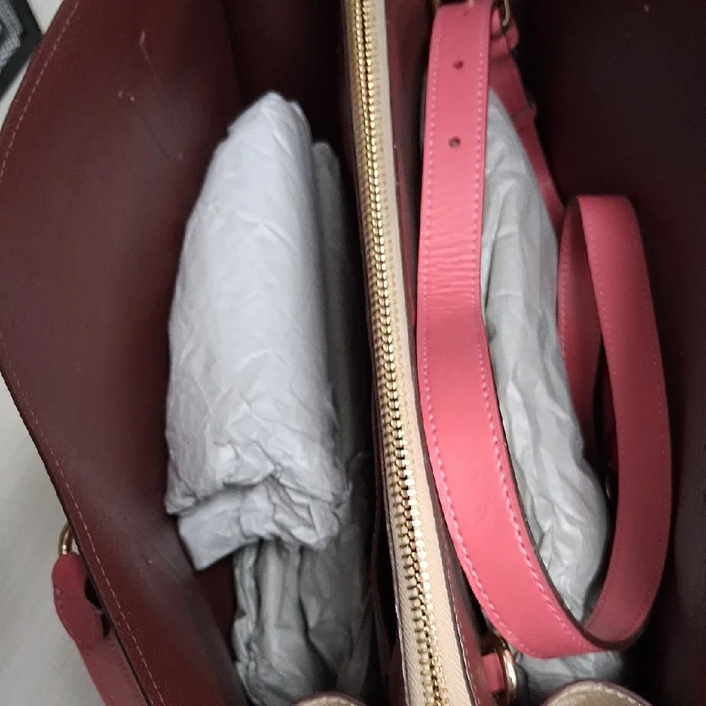 Coach Tan and Pink Monogram Tote - Picture 4 of 9